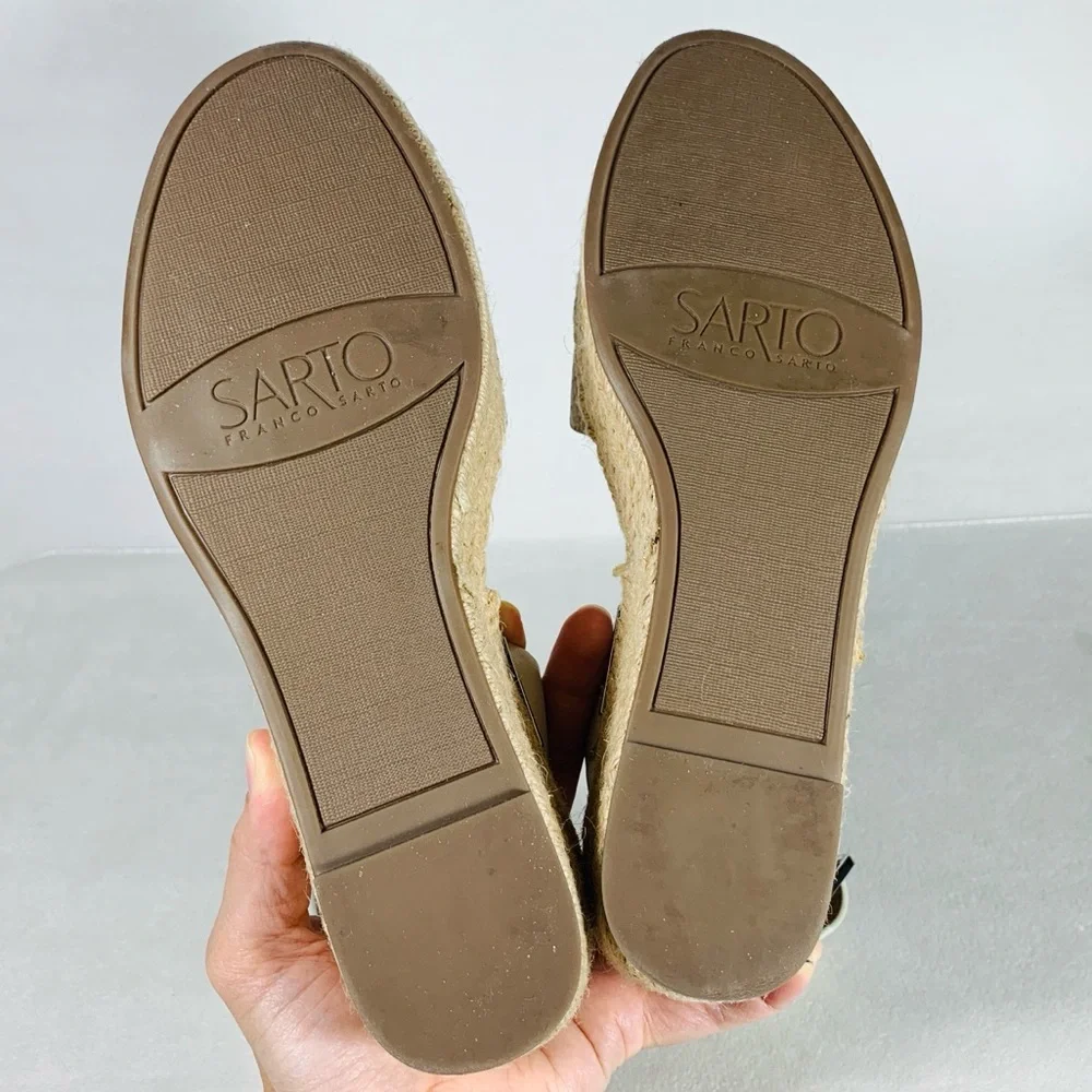 Franco Sarto Women’s Lexie Leather Ankle Strap Platform Woven Sandal Size 6.5M